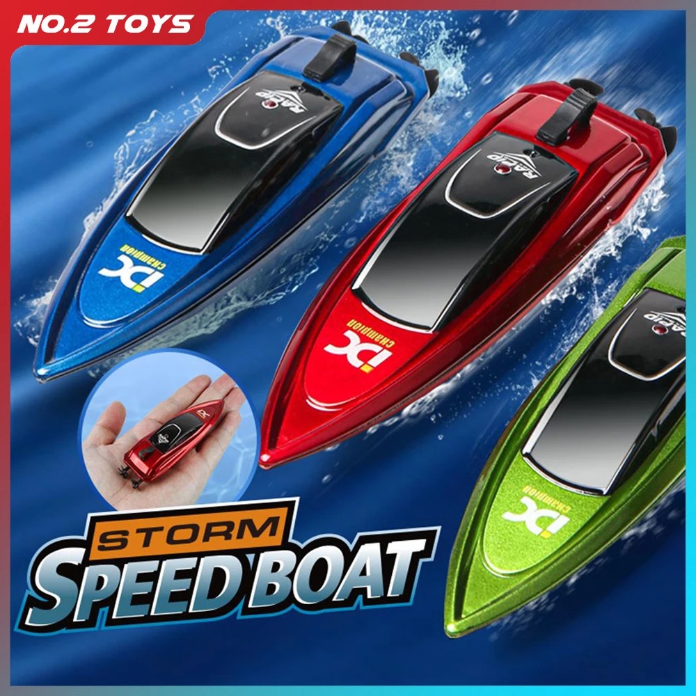 High Speed Mini RC Boat with LED Lights Radio Remote Control Ship Boat Toys for Kids Water Pool Bathtub Toy Boat Model Boys Gift