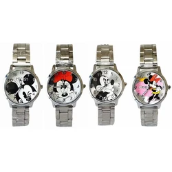 Miniso Anime Cartoon Disney Mickey Minnie Mouse Round Quartz Adult Watch Boys Girls Students Alloy Steel Watch Birthday Gifts