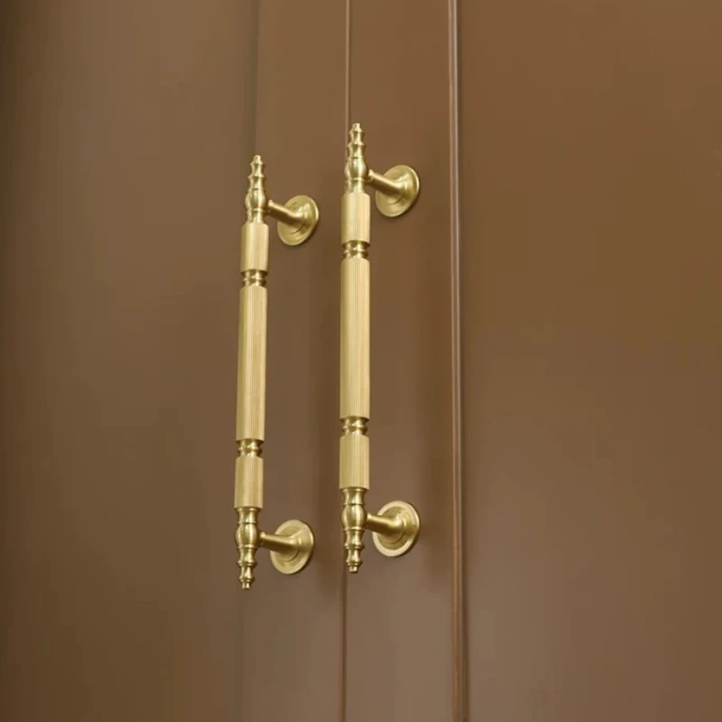 Vintage Bronze / Line Design Solid Brass Wardrobe Handles and Knobs Furniture Drawer Pulls Bedroom Kitchen for Cabinets Drawers