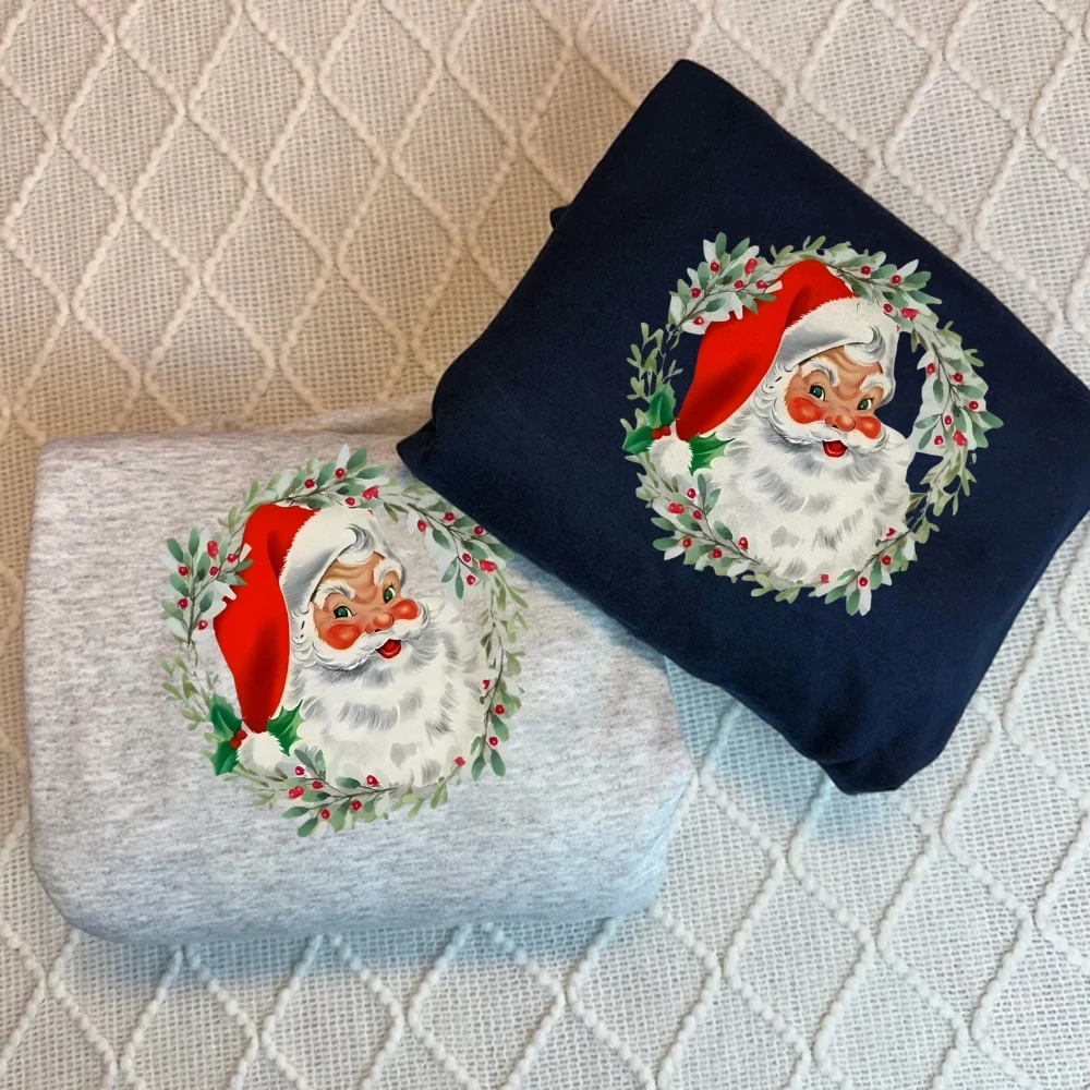 Women's Cute Santa Sweatshirt, Crewneck Pullover, Xmas Party Outfits, Merry Christmas Sweater, Holiday Shirts, Gift for Her