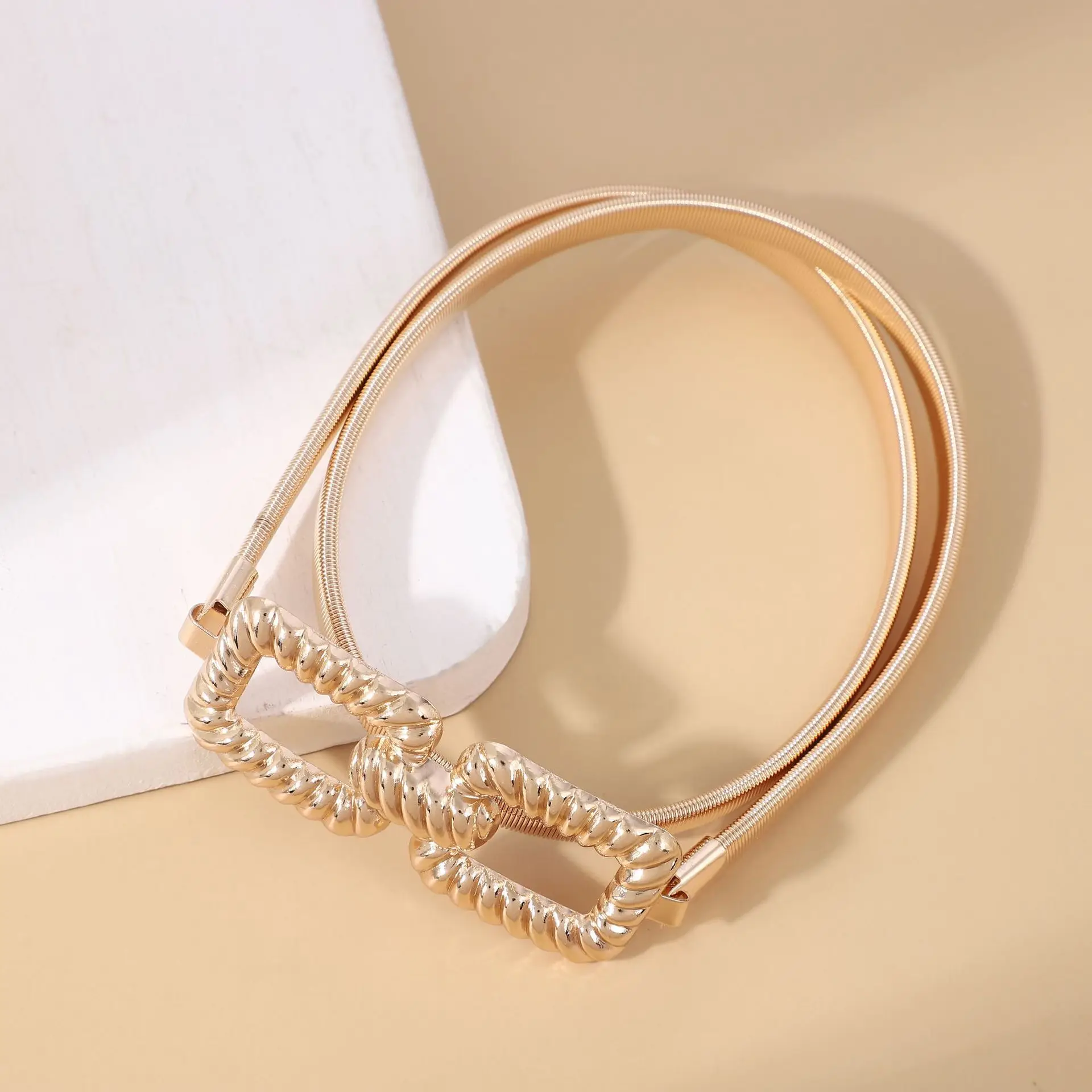 Damen-Gürtel, modisch und vielseitig, dekorativer Metall-Elastikgürtel, goldener Taillengürtel, luxuriöser Gürtel für Damen – Detail 6