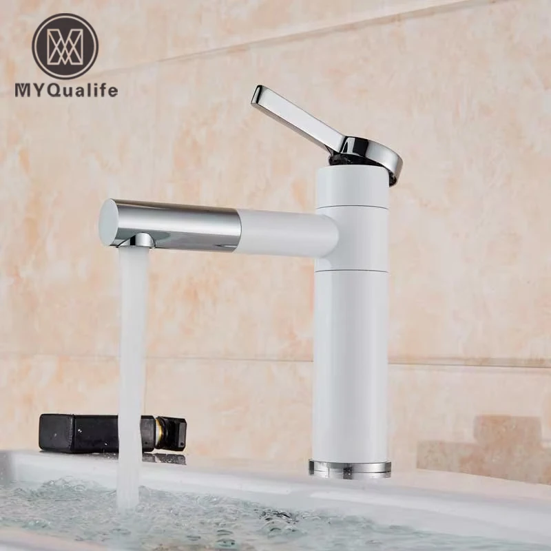 Black White Swivel Basin Faucet