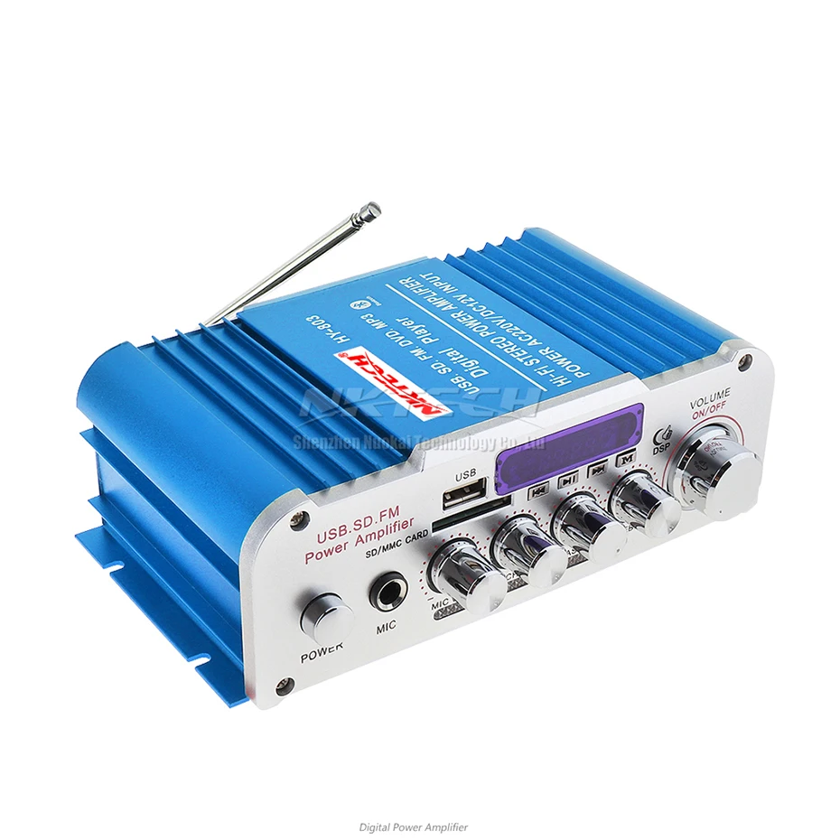 NKTECH HY-803 Amplifier Bluetooth Car Power Digital Audio Player 2x 41W Hi-Fi Stereo BASS USB SD MP3 DVD FM DSP DC12V 220-240V