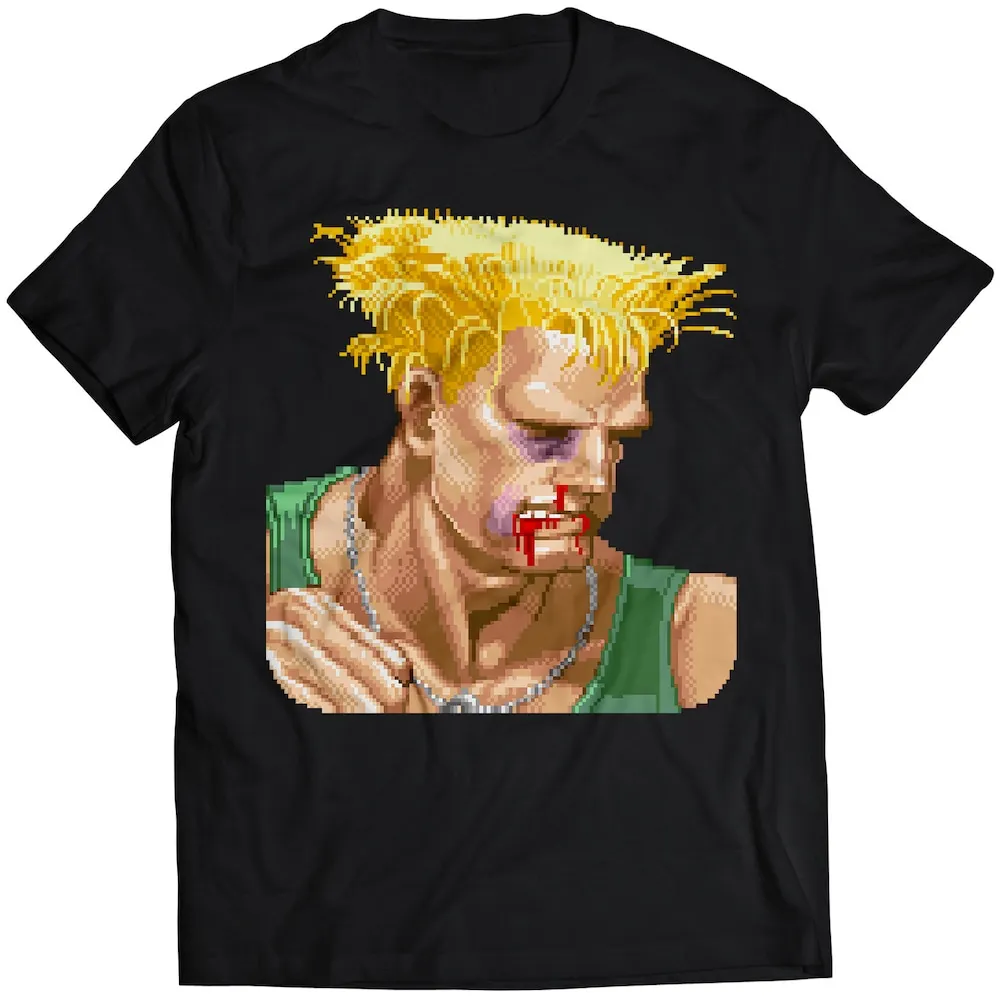 Guile Defeated Portrait Super Street Fighting 2 Turbo Premium T Shirt