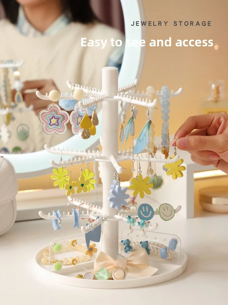 حامل عرض للأقراط وحامل للقلائد والمجوهرات على شكل شجرة، رف تخزين للمدخل، رف تعليق منزلي من البلاستيك الأبيض #1