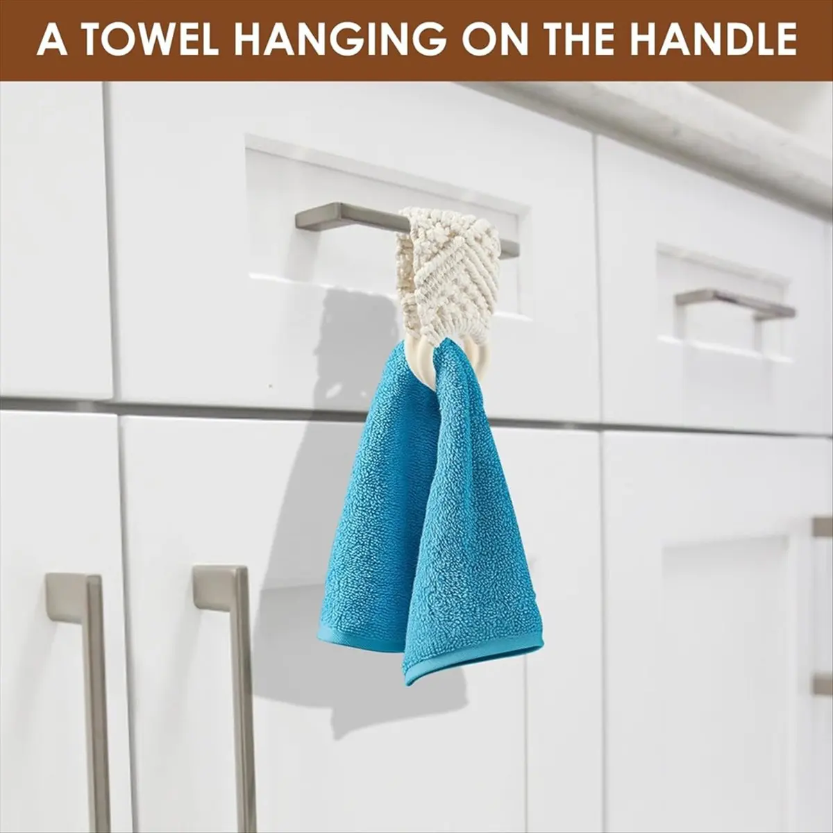 

AA49 3Pcs Crochet Dish Towel Holder, Macrame Knit Hanging Kitchen Towel Holder with Loop Crochet Towel Ring