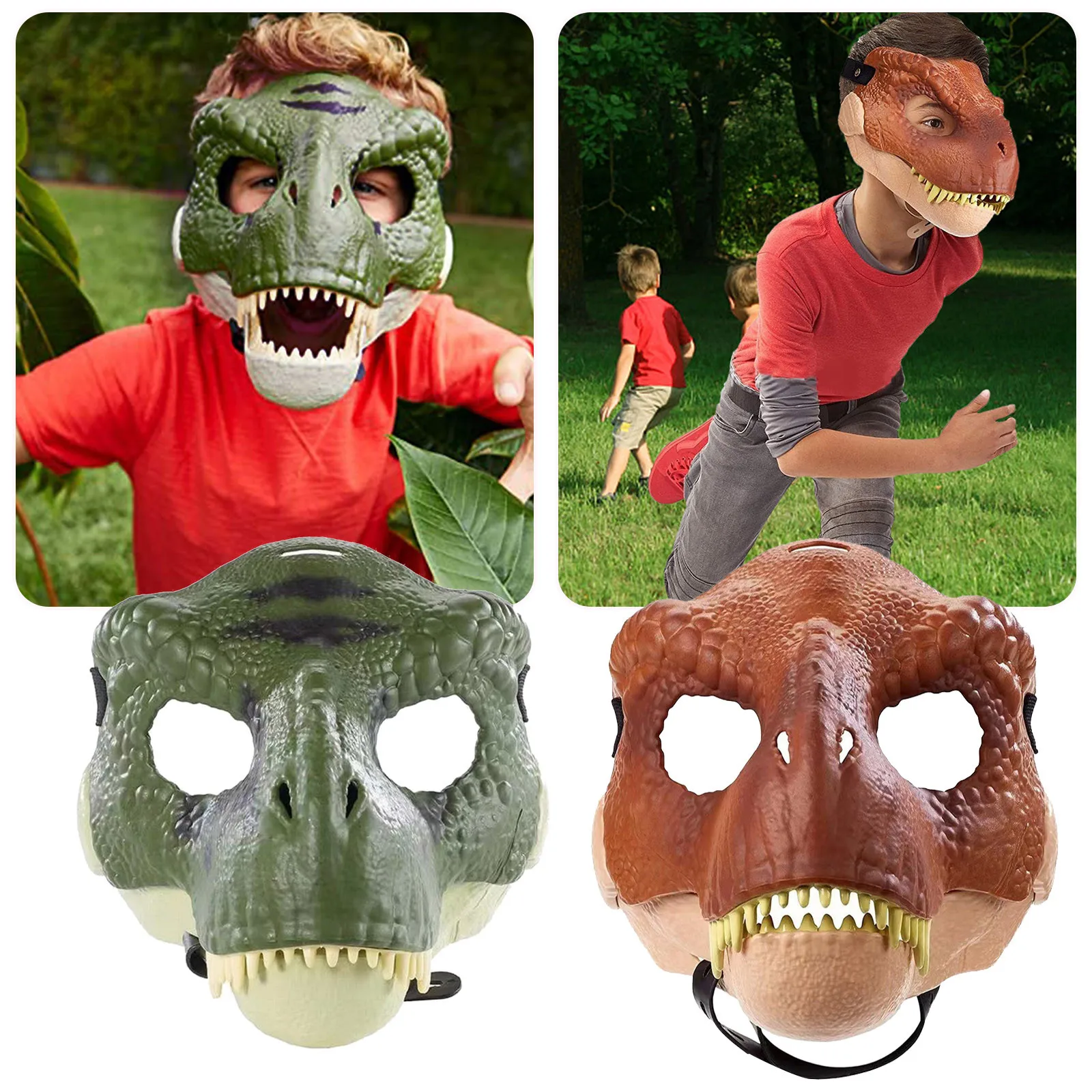 

Halloween Cosplay Dinosaur Mask Hard Plastic Moving Jaw Raptor 3D Dinosaur Mask Best Gifts for Party Masquerade for Kid Childre