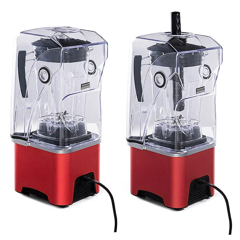 Q9 كسارة الجليد آلة عصير مع غطاء عازل للصوت 2L الحليب التجاري الشاي متجر عصير الفاكهة سحق الجليد الضغط