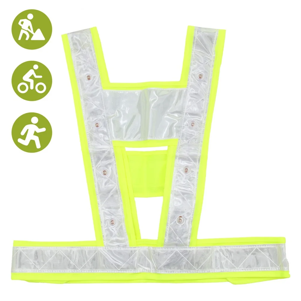 

LED Reflective Safety Vest Elastic Adjustable Belt Strap Night Running Hiking Cycling Outdoor High Visibility Reflective Gear