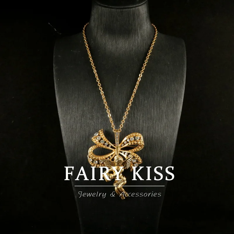 necklace  украшение на шею detachable can be brooch jewelry diamond little temperament bow pendant