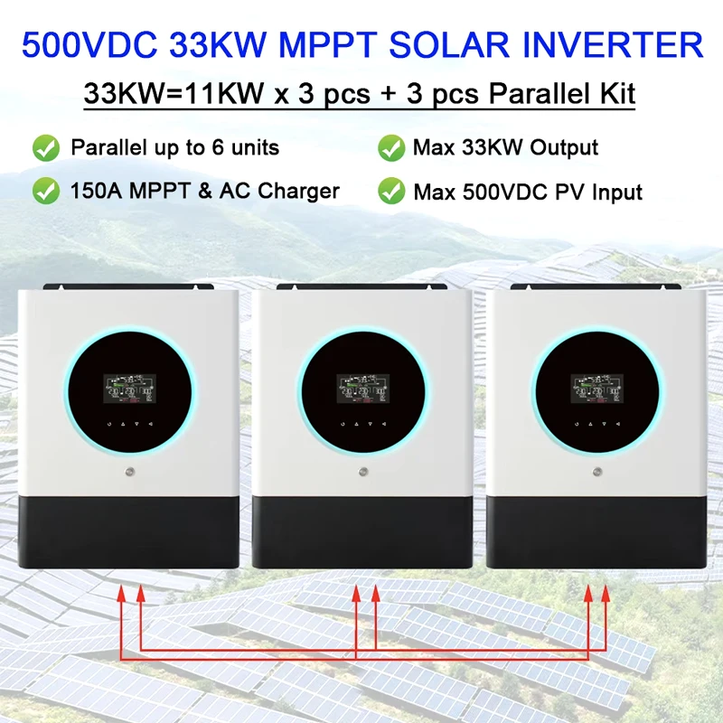 Jesudom 33KW Hybrid Solar Inverter Pure Sine Wave 48VDC 230VAC Built-in Wifi Parallel Function Off Grid Solar Inverter