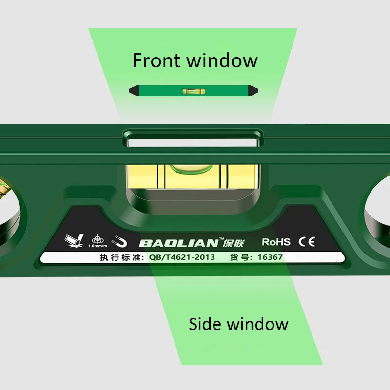 ไม้บรรทัดระดับแม่เหล็กขนาดเล็กสามฟองเกจแนวนอนความแม่นยําสูง 0 °   /45 °   /90 °    เกจวัดระดับกันกระแทก 225 มม