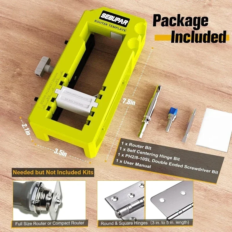 

Шаблон для установки дверных петель (от 3 до 5 дюймов), комплект для фрезерования дверных петель, шаблон для фрезерования дверных петель