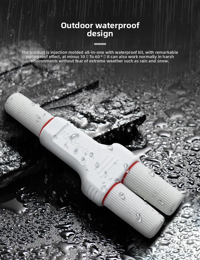 2 Port Waterproof POE Repeater IP66 10/100Mbps 1 to 2 PoE Extender with IEEE802.3af/at 48V Outdoor for POE Switch Camera