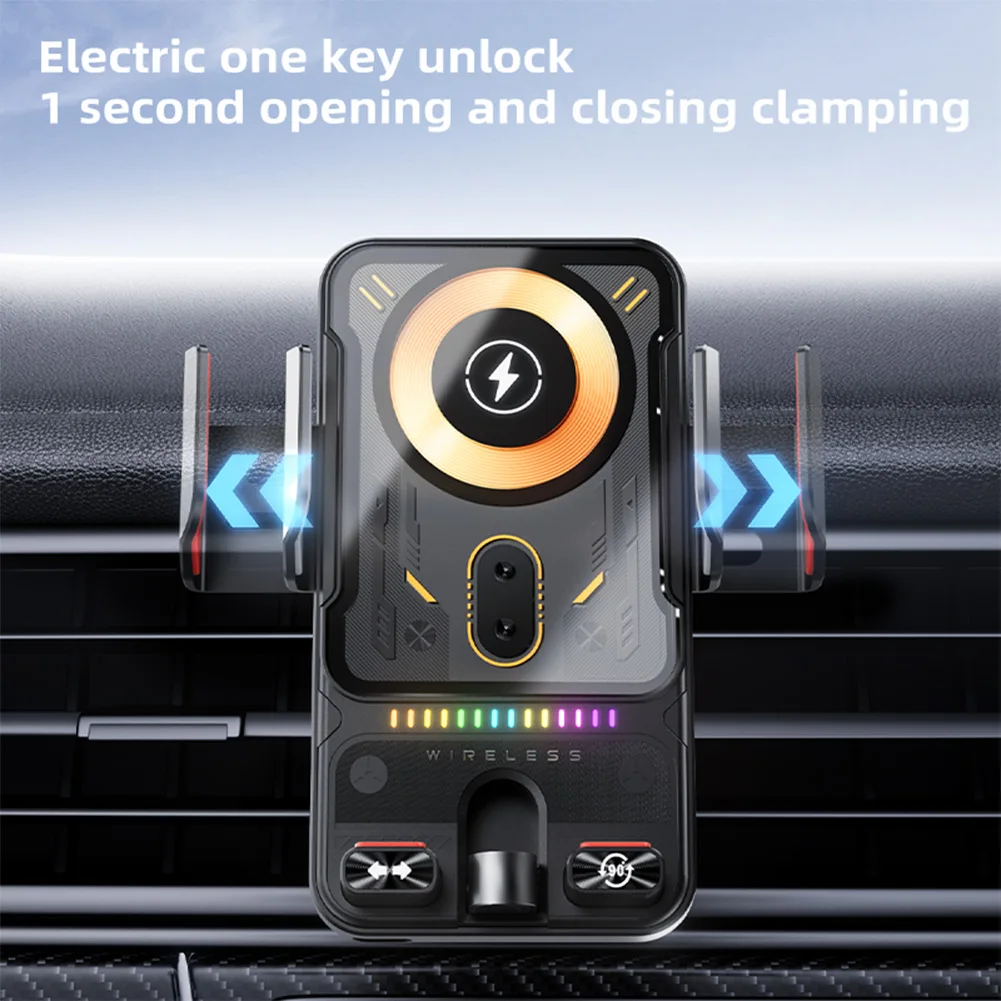 

Mobile Phone Wireless Charger Holder Auto-Sensing Electric Telescopic 90° Rotation Ambient Light For Cars/Phones Supplies