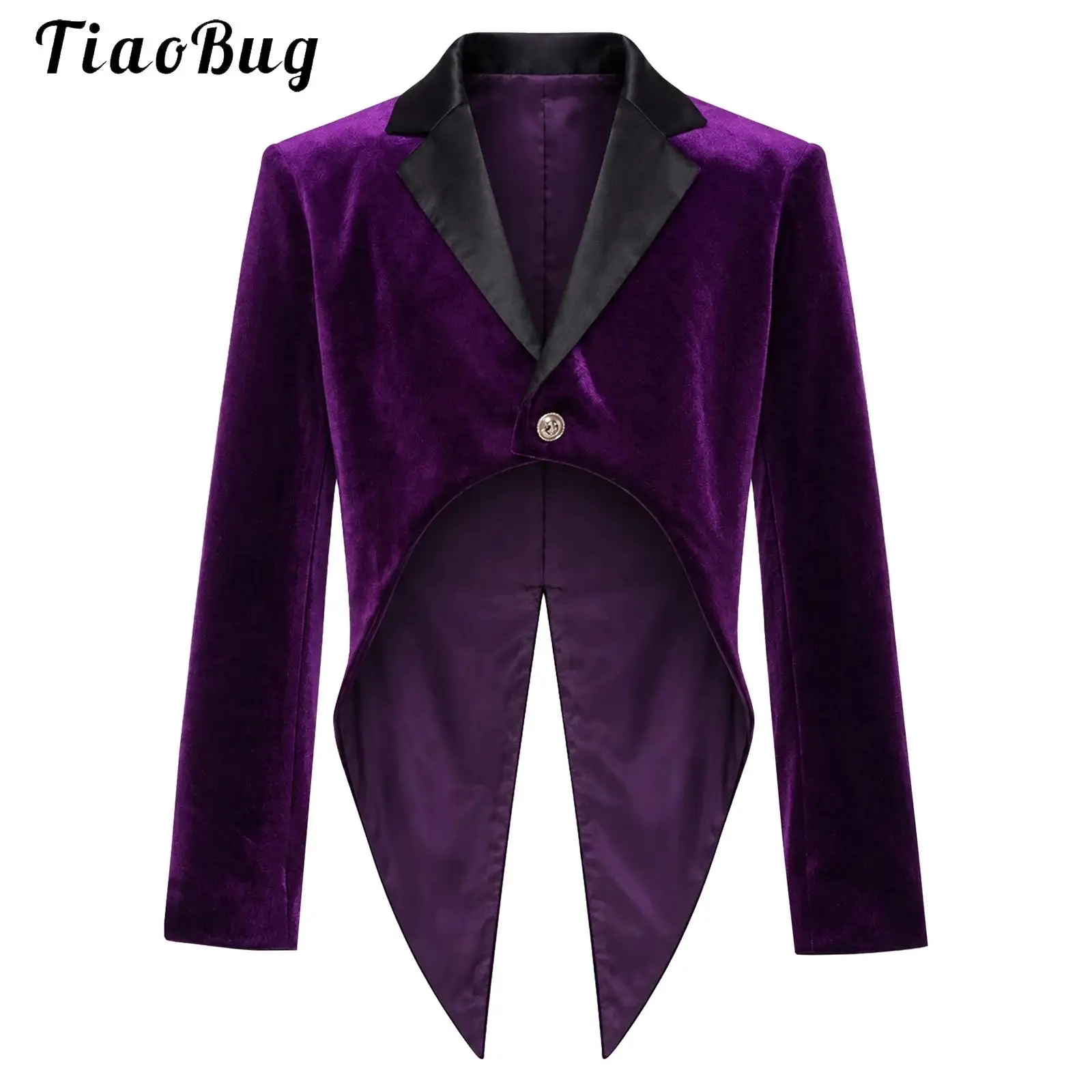 Kids Boys Velvet Tailcoat Jacket Children Notched One Button Blazers Gentleman Formal Suit Tuxedo Outerwear Wedding Party Magic