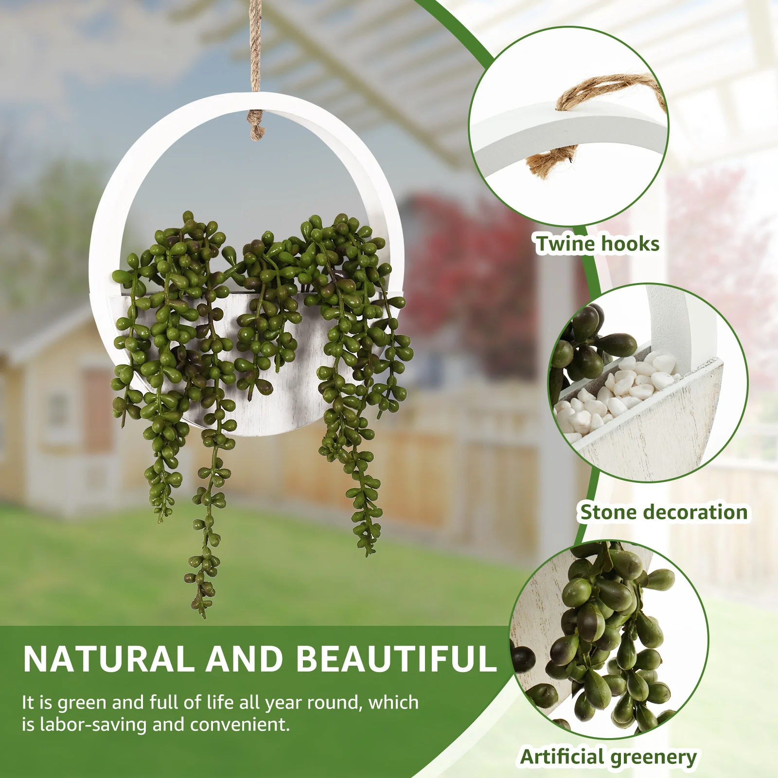 قطعتان من النباتات المعلقة المقلدة للزينة الجمالية، مناسبة للاستخدام الخارجي والداخلي