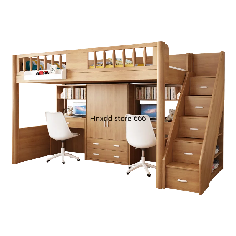 Children's bed, desk, wardrobe integrated high and low small household