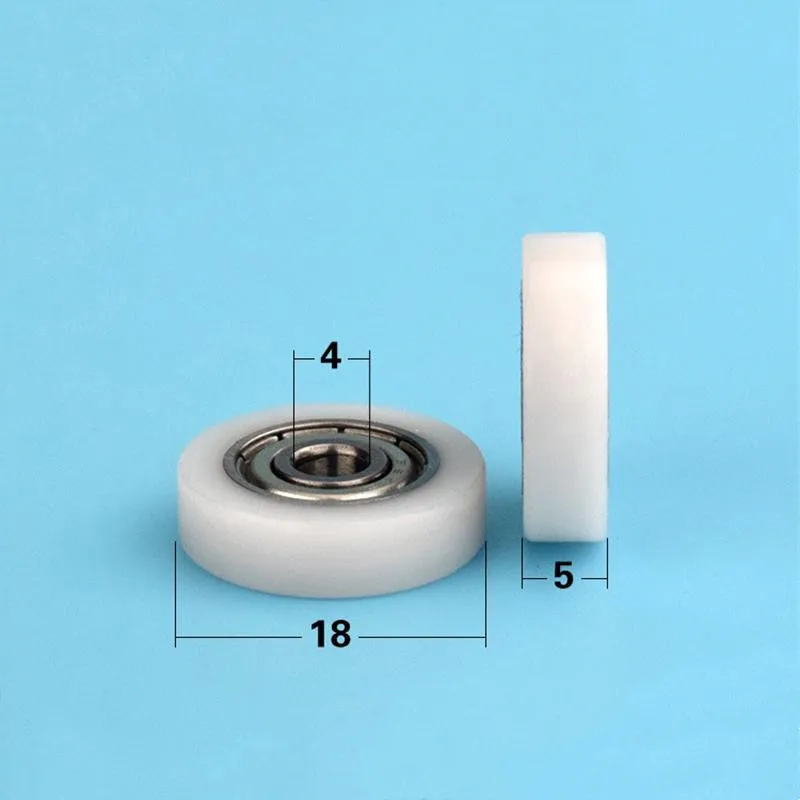 20pcs/100pcs 4*18*5mm Flat Roller 624ZZ Bearing POM Plastic Coated Pulley Door Drawer Showcase Guide Wheel Low Noise 4x18x5 mm