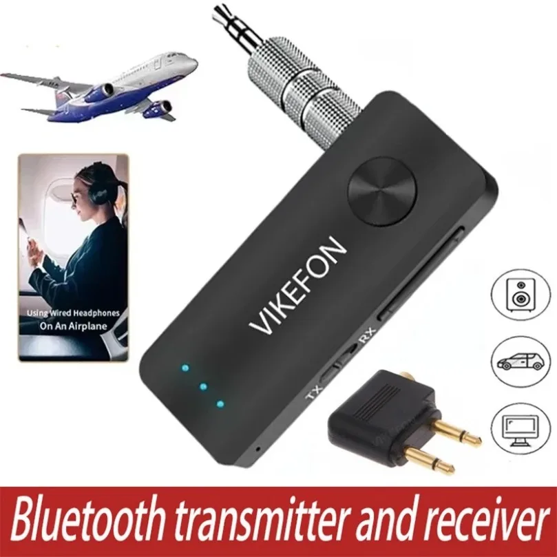 2 In 1 Bluetooth 5.4 Audio Receiver Transmitter Hifi Stereo Wireless Adapter 3.5MM AUX With Mic For Car Airplane TV PC Speaker