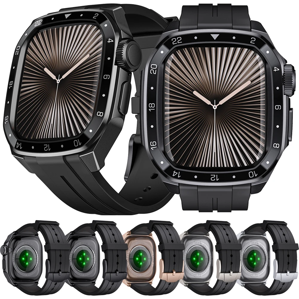 

Modification Kit for Apple Watch Series 10 46MM Alloy Case Silicone Strap for IWatch Series 10 Scale Style Replace Accessories