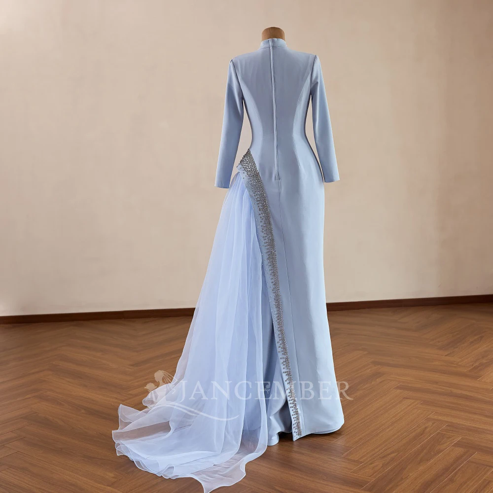 Customized Shiny Quinceanera Dresses A-line Satin Long Sleeves Tull Party Birthday Sweet 16 Dress 15 Floor-Length RSM261037