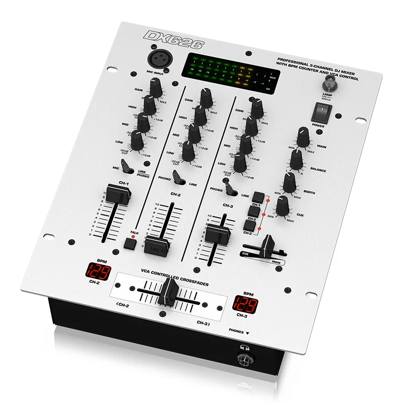 CLMC-DX626 Professional 3-Channel Digital Audio DJ Mixer with BPM Counter and VCA Control DJ Mixer