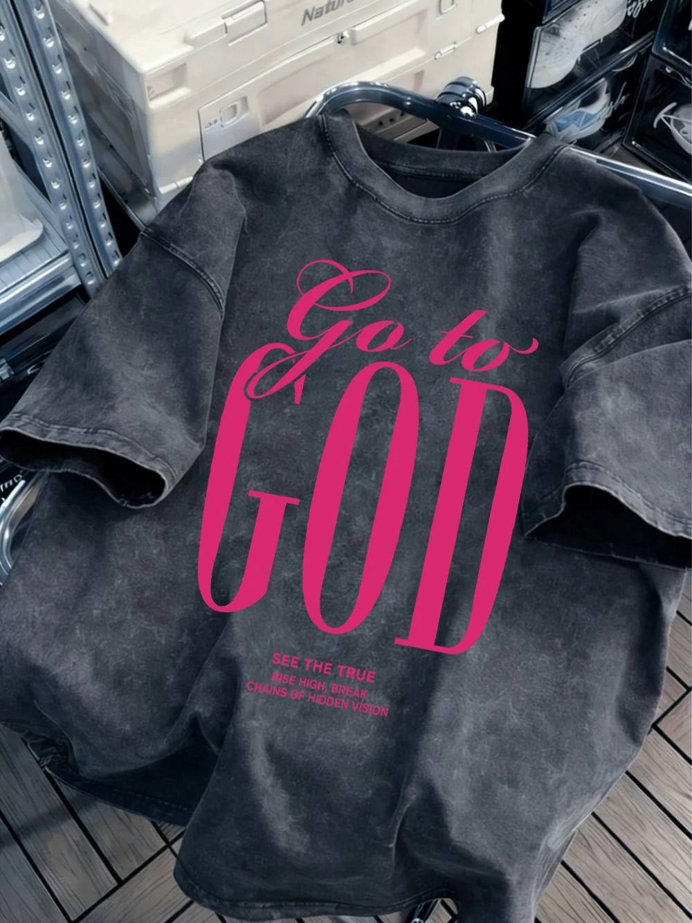 Go To God See The True Cotton Washed T-Shirt Women Summer Oversized Tops Street Distressed O-Neck T Shirt Casual Woman Clothes