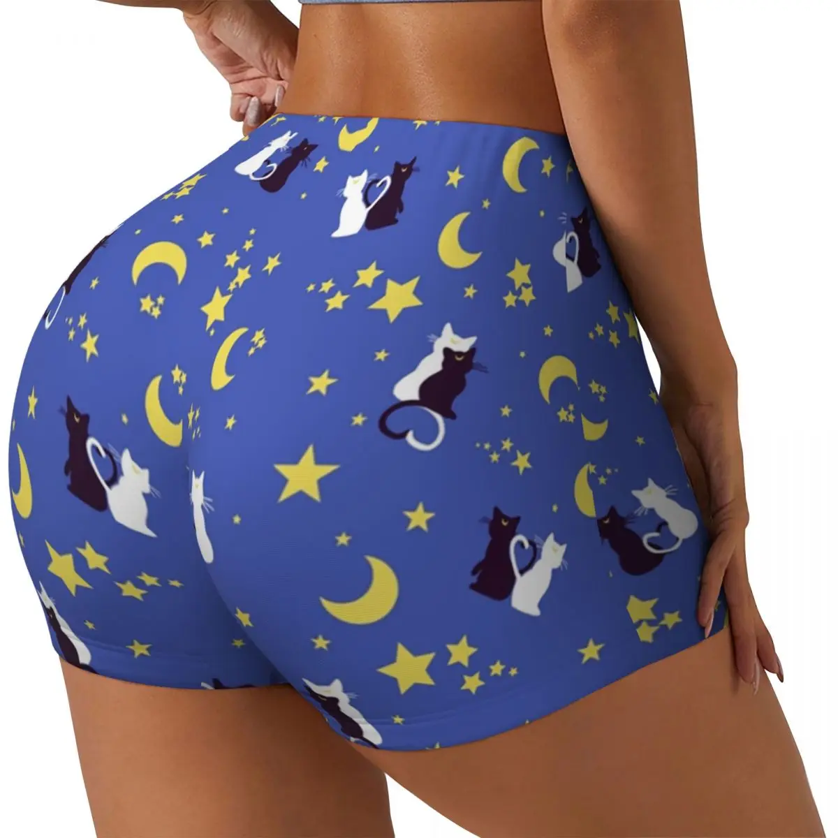 Custom Sailor Manga Usagi Tsukino Luna Moon Gym Biker Running Shorts Women Rabbit Pattern Workout Yoga Shorts