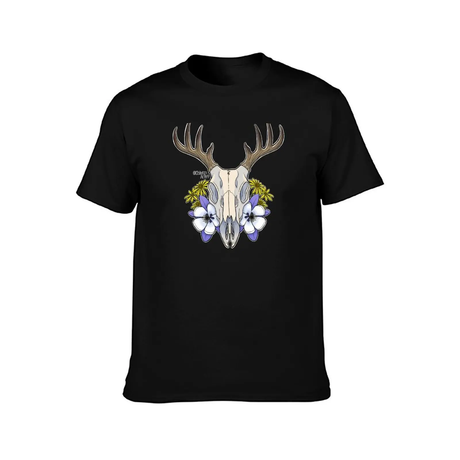 Deer Amid the Wildflowers T-Shirt, Summer Casual Cotton Tee, Oversized Streetwear Tops, Vintage Graphic Print, Unisex Men Women