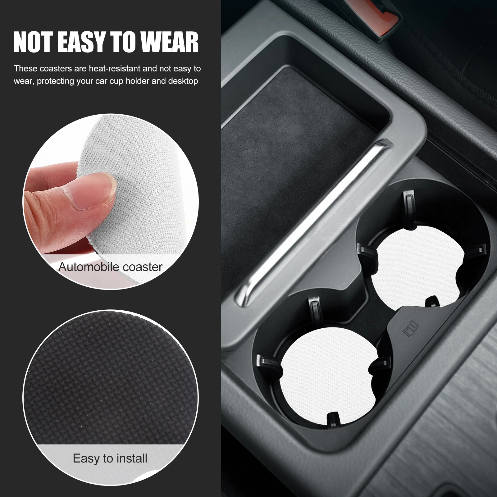 

50pcs Car Coasters Blank Sublimation Wear resistant Heat resistant Neoprene Cup Mats DIY Painting Fits Most Car Cup