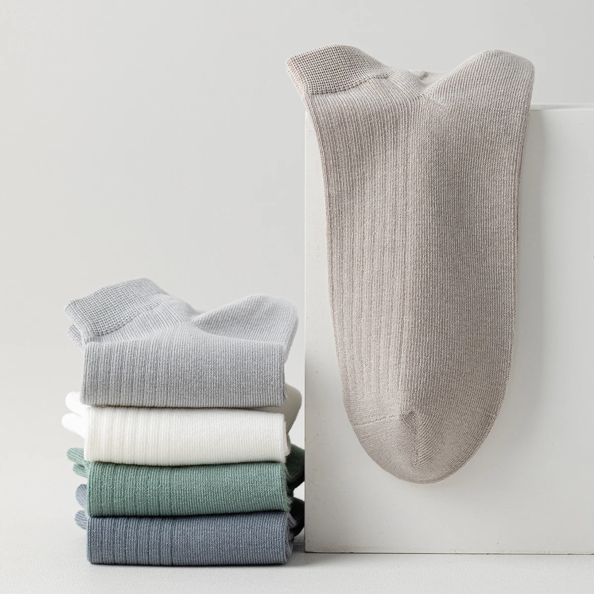 4-Pair الرجال القطن الربيع والخريف بلون بسيط أزياء تنوعا كلية نمط الصيف تنفس الجوارب القصيرة #4