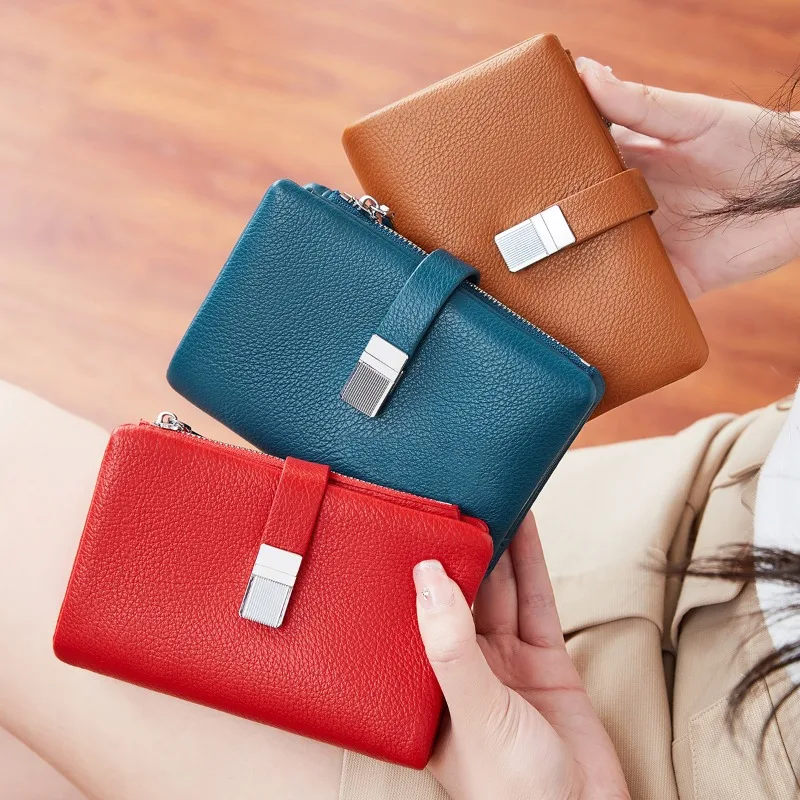 

Женский короткий кошелек, кошелек для монет, многофункциональная тройная сумка для карт большой емкости