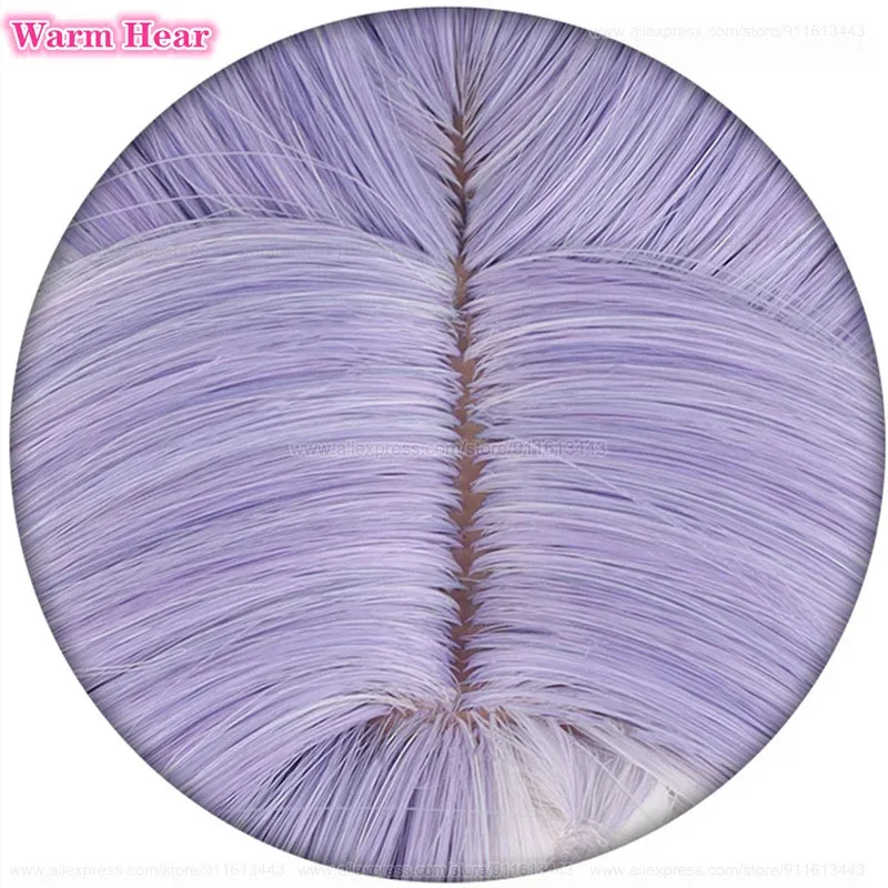 อา 124LQGame วิเวียนสังเคราะห์ยาว 80 ซม.สีม่วงหยิกคอสเพลย์อะนิเมะวิกผมและหูผมทนความร้อนปาร์ตี้ฮาโลวีนวิกผม + W