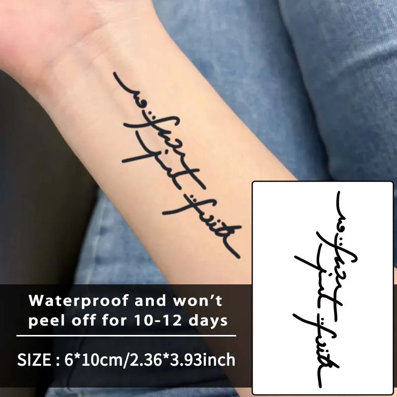 1Pc Artistic Lettering Waterproof Temporary Tattoo Stickers, Long-lasting Waterproof for One to Two Weeks, For Arm, Leg, Back.