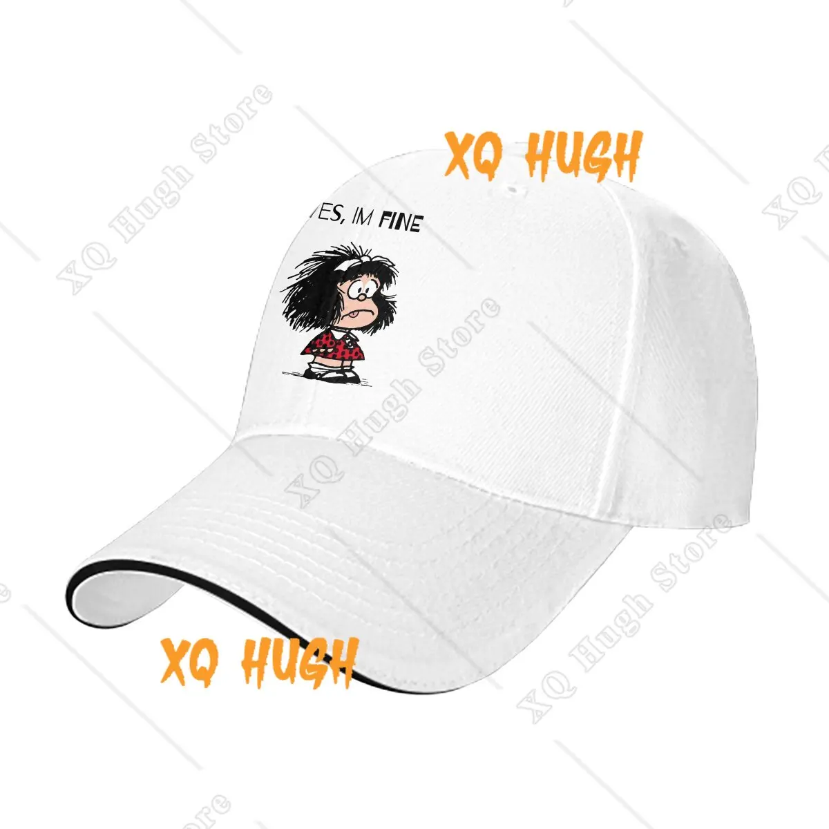 Mafalda Quino Comics Manga Girl Multicolor Hat Peaked Women's Cap Yes,Im Fine Personalized Visor Protection Hats