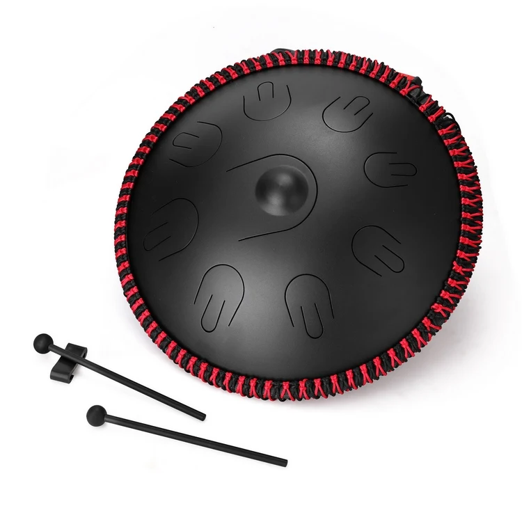 15 Inch 9-Tone Steel Tongue Drum Hand Pan Drums with Drumsticks Percussion Musical Instruments