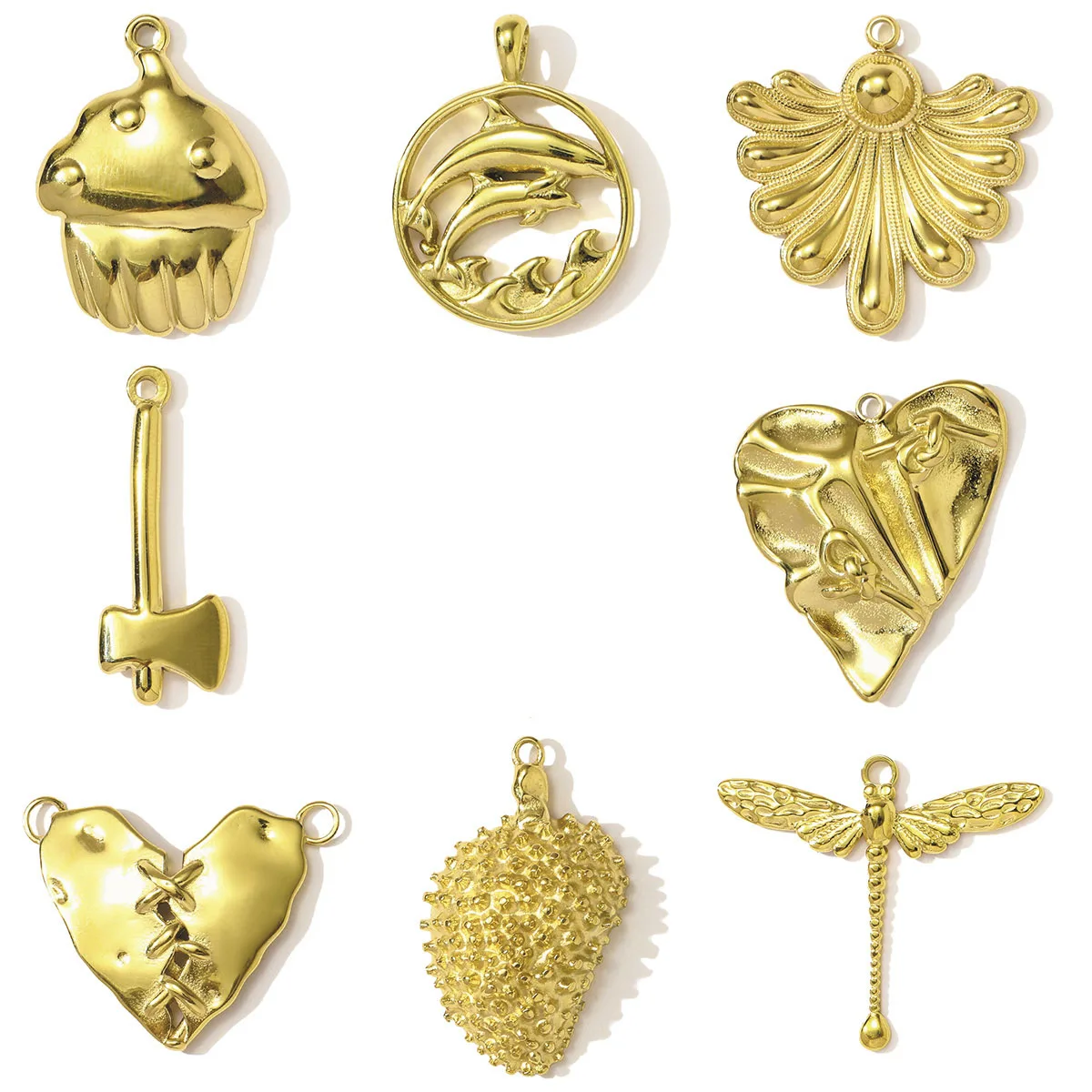 

3pcs/Lot Stainless Steel Heart Leaf Pendants Charms for DIY Fashion Jewelry Making Necklace Earring Accessory
