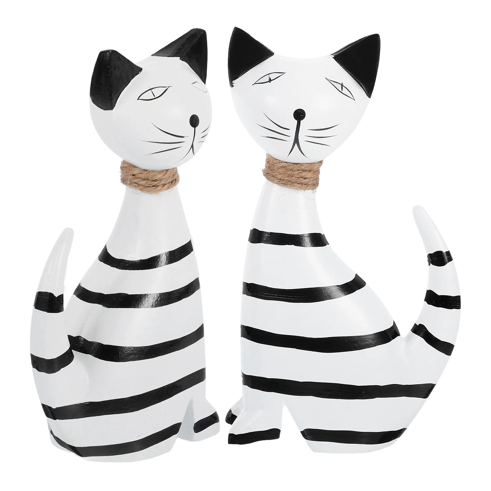 

2 Pcs Home Decor Wooden Cat Ornament s Statue Room Accessories Ornaments for Adornment Office