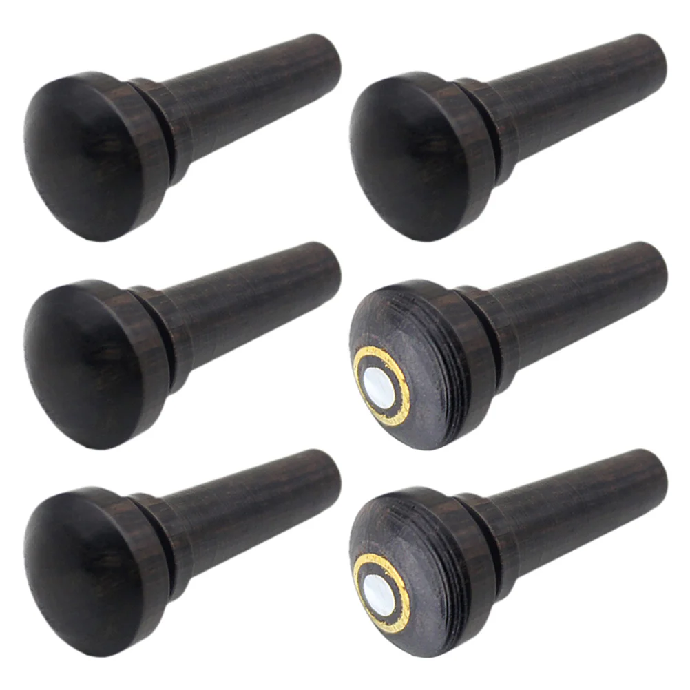 

6pcs Violin Endpins Ebony Replacement Tailpiece Parts Accessories Design Fisheye Nonfisheye Kit for All