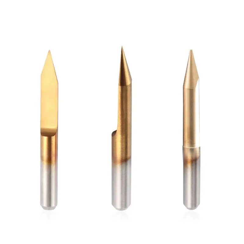A02M-30Pcs 30 Degree 0.1Mm Tip Titanium Coated Flat Bottom Carbide PCB Engraving Bits V-Shape CNC Router Cutter Cutting Tool