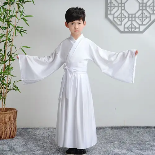 Imagen 1 del producto Tops blancos y negros para niños, traje de falda, ropa interior, pantalones antiguos para el hogar, ropa para dormir, ropa tradicional china Hanfu para niño/niña