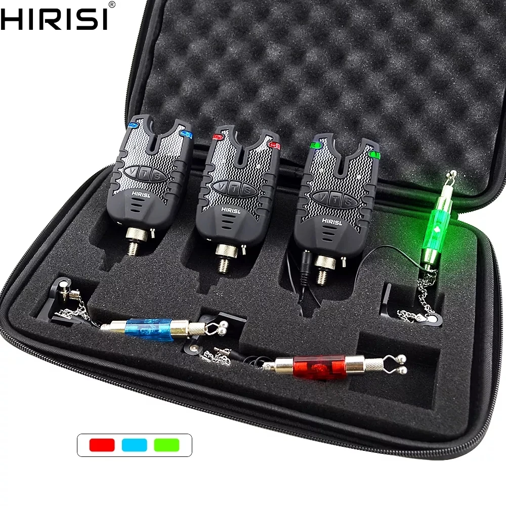 3 Carp Fishing Bite Alarm and Swinger Set Water Resistant Blue LED Fishing Swingers Fish Bite Indicator