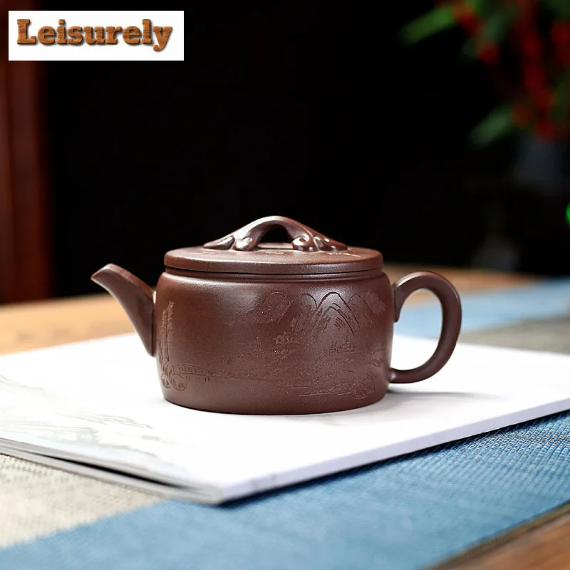 

250ml Classic Yixing Purple Clay Teapots Handmade Large Caliber Pot Raw Ore Purple Mud Tea Maker Kettle Chinese Zisha Tea Set