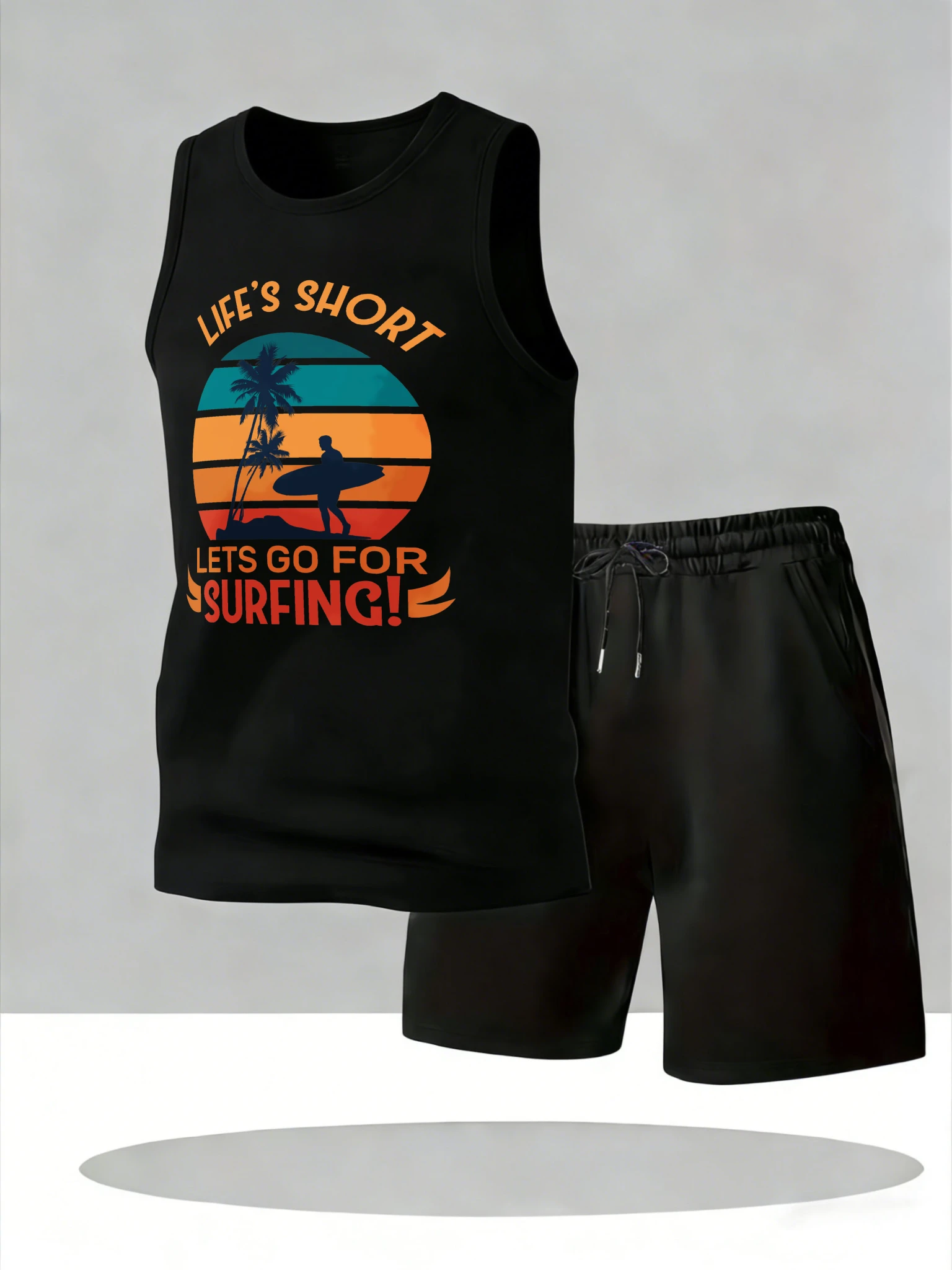 

Men's Tank Top Sets 2026 Summer Quick drying crewneck sports two-piece beach Breathable Suit for man sports oversize running