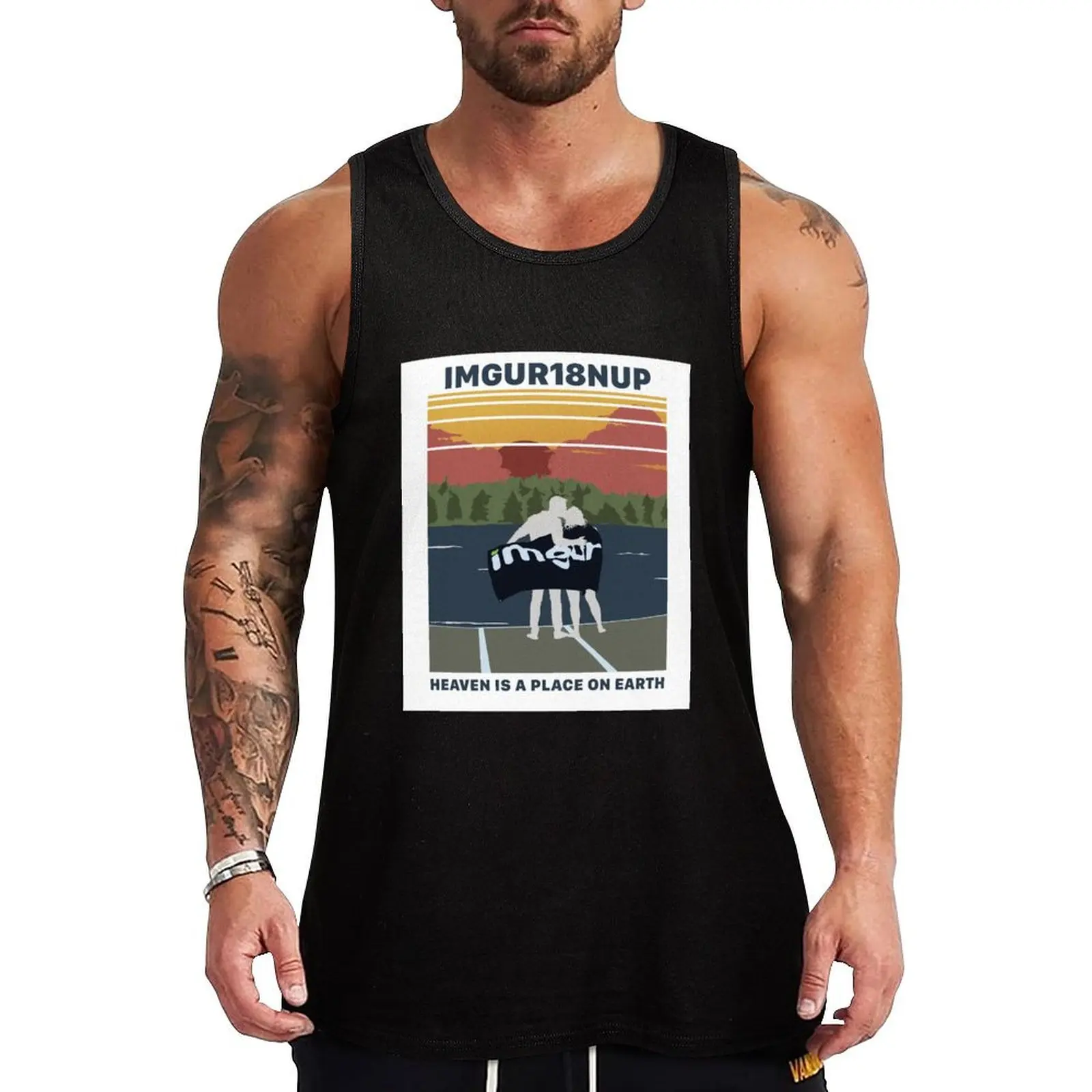 

Heaven - Imgur18nup Tank Top T-shirts men Gym wear sleeveless shirt man gym clothes man fitness