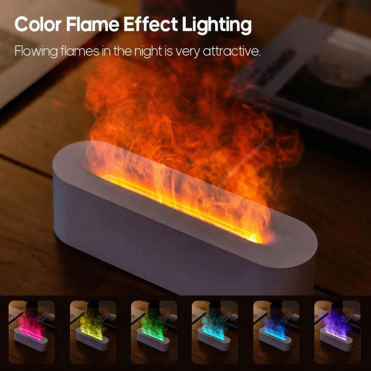 Simulated Flame Aroma Diffuser 6 Color Light Humidifier Waterless Auto‑Off 150ml Essential Oil Diffuser Home SPA Gift Wholesale