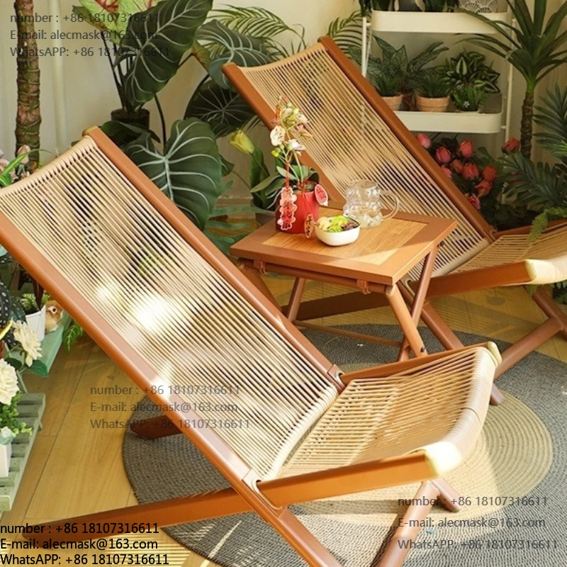 

Garden recliner balcony household leisure dual-purpose folding backrest rattan chair outdoor courtyard