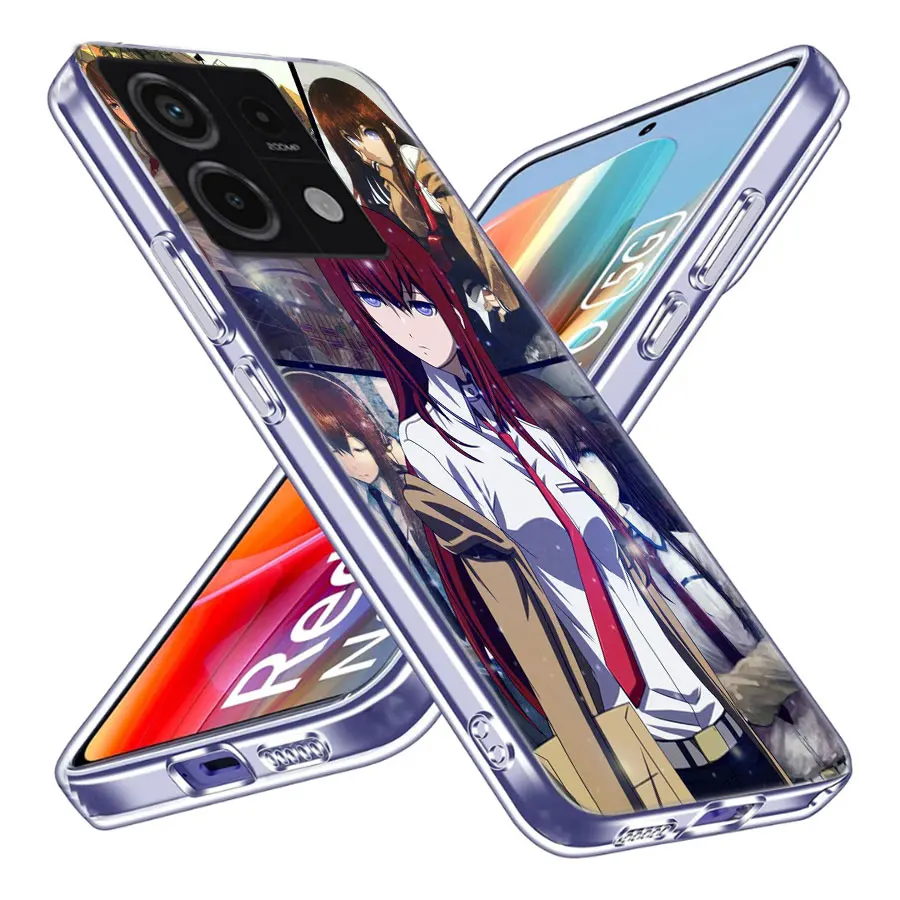 Anime Steins Gate Clear Phone Case For Redmi Note 11 11S 11T 11E 10 Pro 10S 5G 9 9S 9T 8 8T 7 7A 6 6A S2 Coque Capa Hard PC Cell