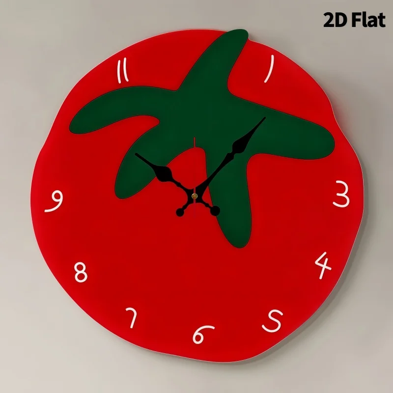 Creative Tomato Design Silent Wall Clock, Living Room, Bedroom, Office, Kitchen, And Cafe Decor, Gift For Family And Friends.